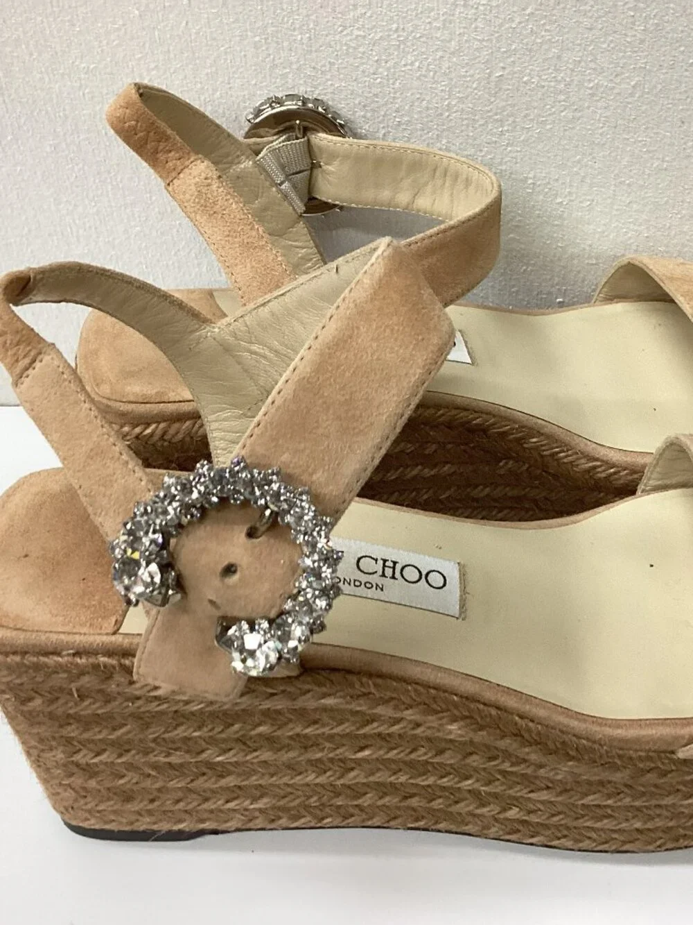 Jimmy Choo Mirabelle 70 Crystal Embellished Espadrille Wedge Sandals